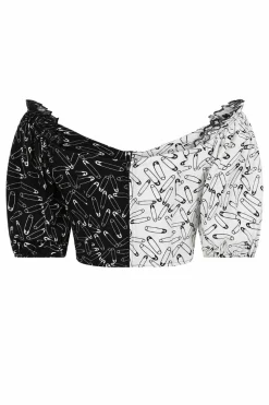 Women Hell Bunny Crop Tops<Safety Pin Crop Top
