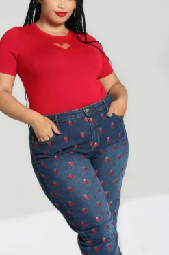 Women Hell Bunny Blouses<Strawberry Denim Jeans