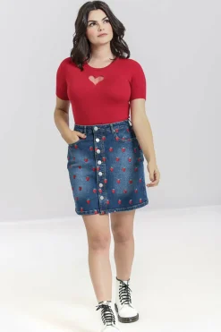 Women Hell Bunny Skirts<Strawberry Denim Mini Skirt