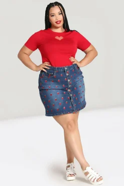 Women Hell Bunny Skirts<Strawberry Denim Mini Skirt