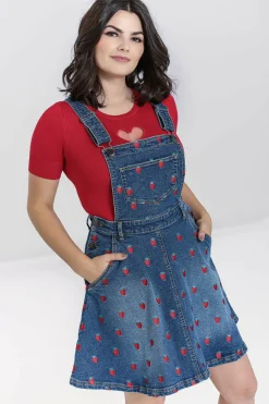 Women Hell Bunny Dresses<Strawberry Denim Pinafore Dress