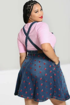 Women Hell Bunny Dresses<Strawberry Denim Pinafore Dress