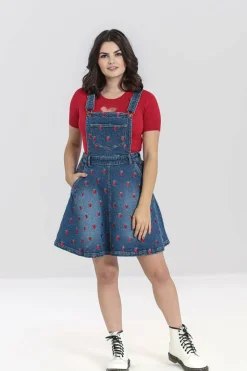 Women Hell Bunny Dresses<Strawberry Denim Pinafore Dress