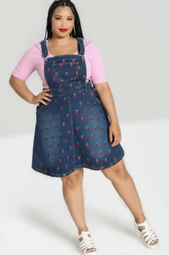 Women Hell Bunny Dresses<Strawberry Denim Pinafore Dress