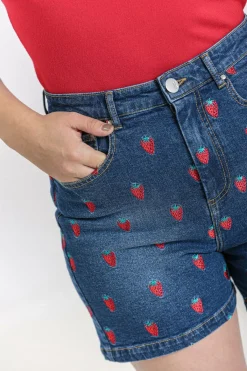 Women Hell Bunny Shorts<Strawberry Denim Shorts