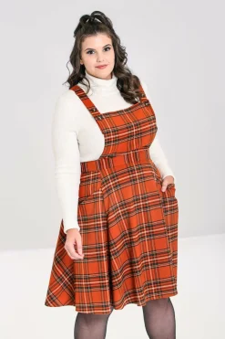 Women Hell Bunny Knee Dresses<Tawny Pinafore Dress