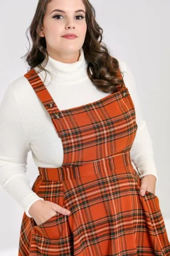 Women Hell Bunny Knee Dresses<Tawny Pinafore Dress