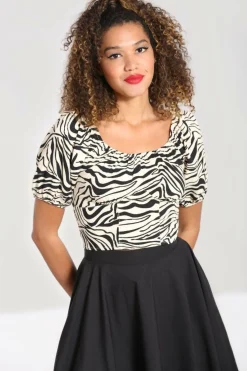Women Hell Bunny Crop Tops<Zebra Crop Top